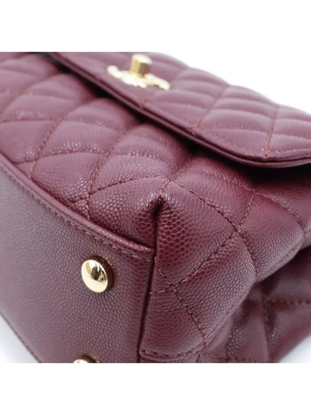 Chanel Coco Handle XS 2-Way Shoulder Bag Caviar Leather Burgundy Gold